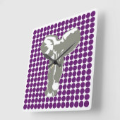 African Violet Safari Dot mit Pop Art Elephant Quadratische Wanduhr (Winkel)