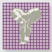 African Violet Safari Dot mit Pop Art Elephant Steinuntersetzer (Vorderseite)