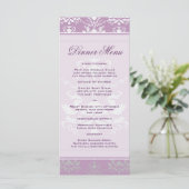African Violet & Silver Damask Slim Dinner Menu Menükarte (Stehend Vorderseite)