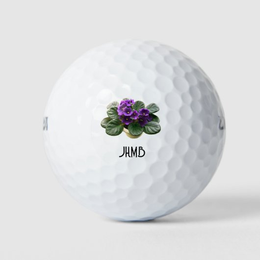 African Violet Zimmerpflanze Monogramm Kunst Golfball (Vorderseite)
