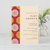 African Wax Print Edge Red & Yellow Baby Dusche Einladung (Stehend Vorderseite)