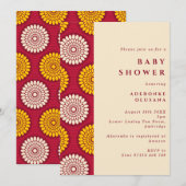 African Wax Print Edge Red & Yellow Baby Dusche Einladung (Vorne/Hinten)