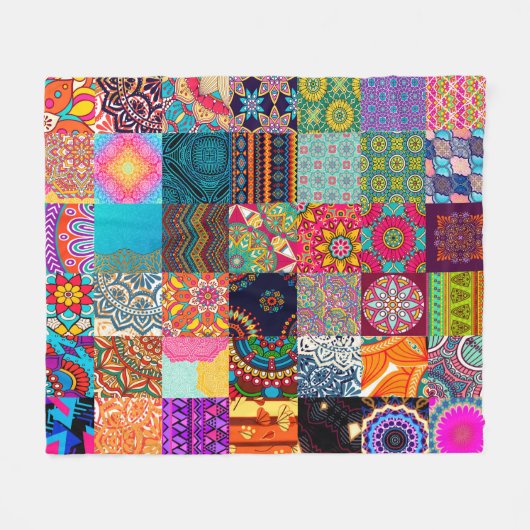 African Wax Print Patchwork Ankara Ethnic Fabric Fleecedecke (Vorderseite (Horizontal))