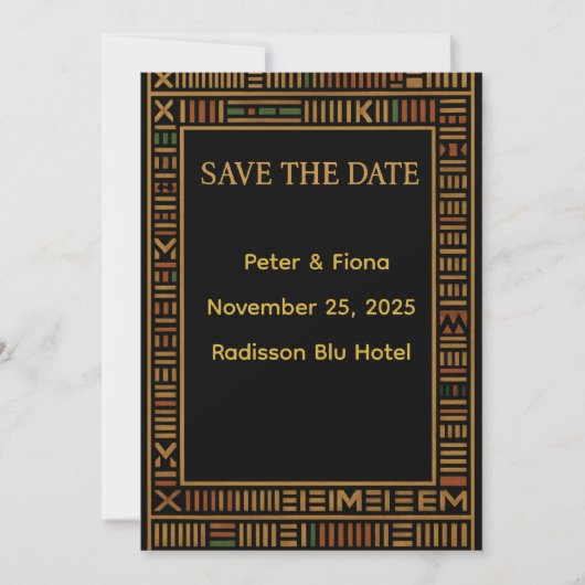 African Wedding Gold Kente Save the Date Card (Vorderseite)