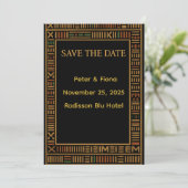African Wedding Gold Kente Save the Date Card (Stehend Vorderseite)