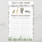 African Wild Baby Shower Game PRINTED (Vorderseite)