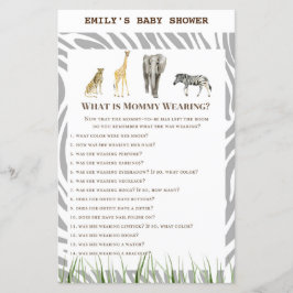 African Wild Baby Shower Game PRINTED
