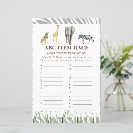 African Wild Baby Shower Game PRINTED (Stehend Vorderseite)