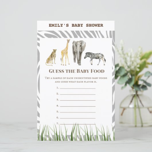 African Wild Baby Shower Game PRINTED (Stehend Vorderseite)