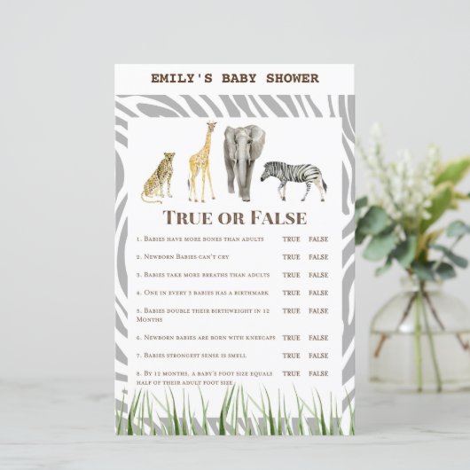 African Wild Baby Shower Game PRINTED (Stehend Vorderseite)