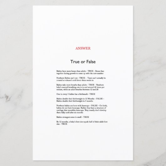 African Wild Baby Shower Game PRINTED (Rückseite)