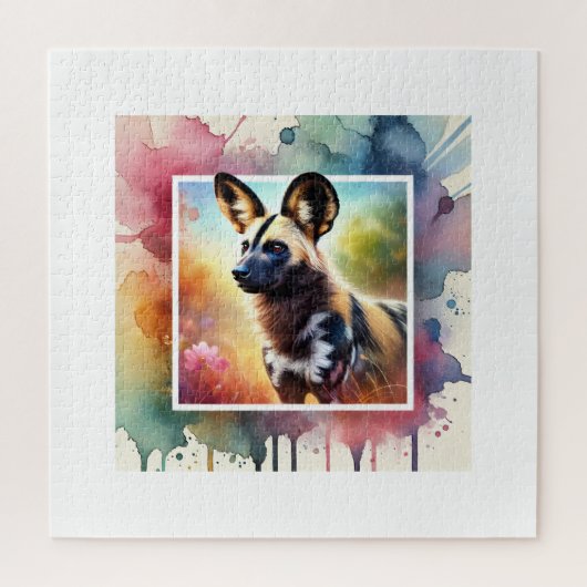 African Wild Dog 010924AREF137 - Watercolor Puzzle (Vertikal)