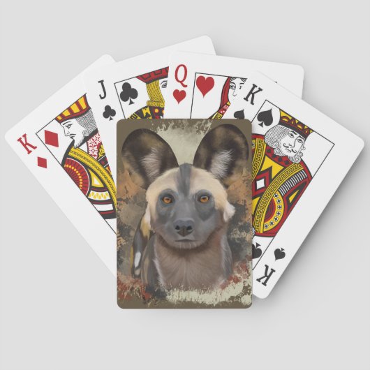 African Wild Dog Abstrakt Paint Spritzer Spielkarten (Rückseite)