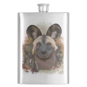 African Wild Dog Abstrakt Paint Spritzer Wildlife Flachmann