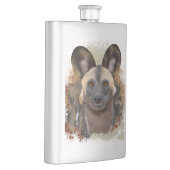 African Wild Dog Abstrakt Paint Spritzer Wildlife Flachmann (Rechts)