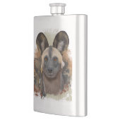 African Wild Dog Abstrakt Paint Spritzer Wildlife Flachmann (Links)