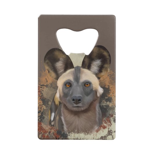 African Wild Dog Abstrakt Paint Spritzer Wildlife Geldbeutel Flaschenöffner (Vorderseite)