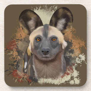 African Wild Dog Abstrakt Paint Spritzer Wildlife Getränkeuntersetzer