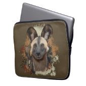 African Wild Dog Abstrakt Paint Spritzer Wildlife Laptopschutzhülle (Vorderseite Links)