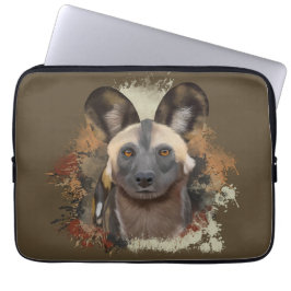 African Wild Dog Abstrakt Paint Spritzer Wildlife Laptopschutzhülle