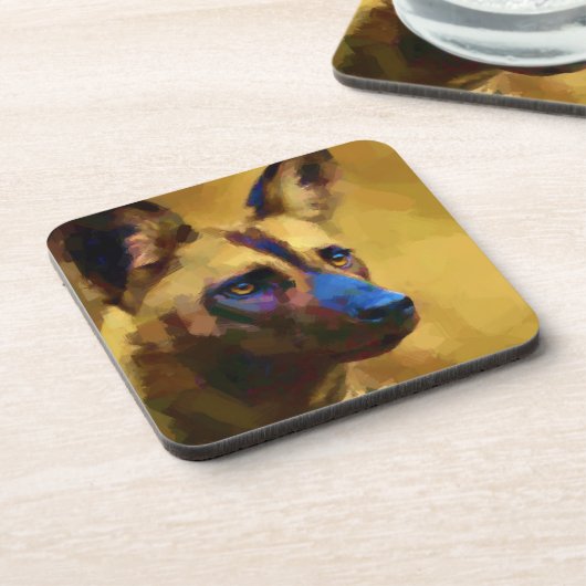 African Wild Dog Art Getränkeuntersetzer (Linke Seite)
