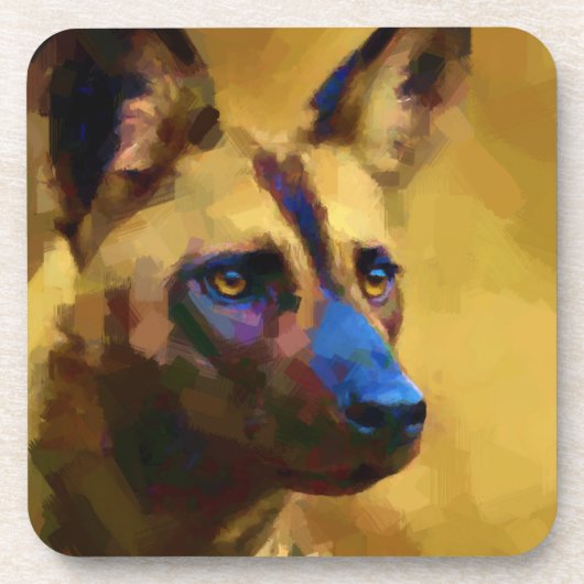 African Wild Dog Art Getränkeuntersetzer (Vorderseite)
