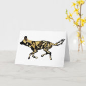 African Wild Dog Birthday Card Karte (Gelbe Blume)