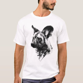 African Wild Dog Fine Art Ink Illustration. T-Shirt