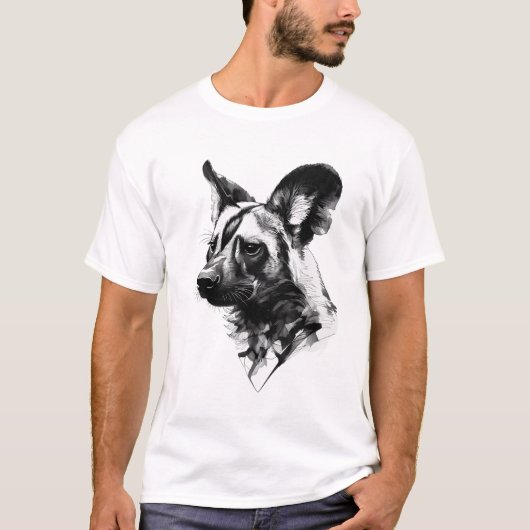 African Wild Dog Fine Art Ink Illustration. T-Shirt (Vorderseite)