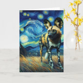 African Wild Dog Starry Night Van Gogh Karte (Gelbe Blume)