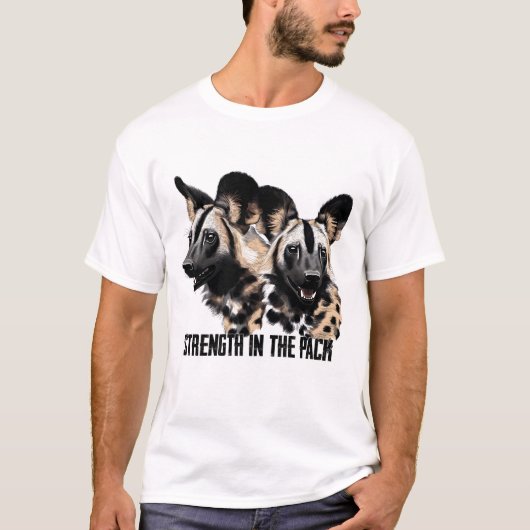 African Wild Dog Strength In The Pack Illustration T-Shirt (Vorderseite)