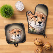African Wild & Wonderful: Cheetah Tear Ofenhandschuh & Topflappen-Set (Oben Unten)