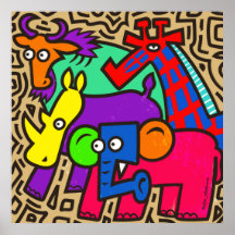 African Wildlife Art Poster