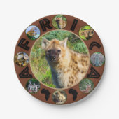 African Wildlife Circle Collage Gepunktet Hyena Pappteller (Vorderseite)