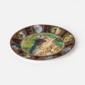 African Wildlife Circle Collage Gepunktet Hyena Pappteller (Schrägansicht)