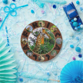 African Wildlife Circle Collage Giraffe Aloe Pappteller (Party)