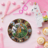 African Wildlife Circle Collage Giraffe Aloe Pappteller (Party)