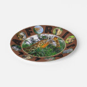 African Wildlife Circle Collage Giraffe Aloe Pappteller (Schrägansicht)