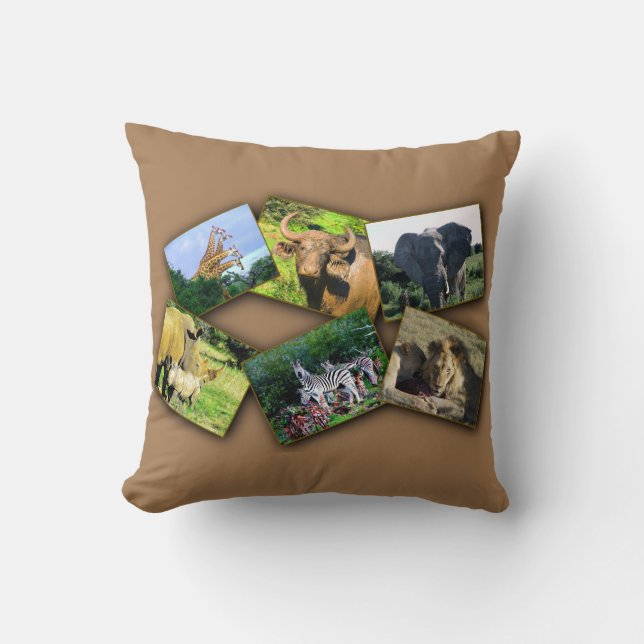 African Wildlife Collage Black shadow Pillow Kissen (Vorderseite)