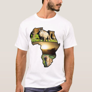 African Wildlife Continent Hyena, Rhino, Giraffe T-Shirt