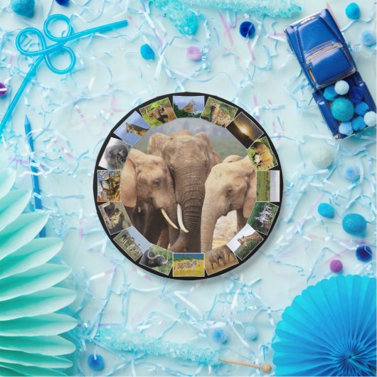 African Wildlife Foto Collage Elephant Family Pappteller (Party)