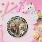 African Wildlife Foto Collage Elephant Family Pappteller (Party)