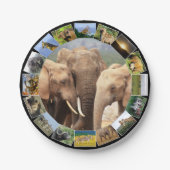 African Wildlife Foto Collage Elephant Family Pappteller (Vorderseite)