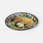 African Wildlife Foto Collage Rhino Calf Pappteller (Schrägansicht)