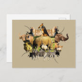 African Wildlife Frame Rhino Calf und Mutter Postkarte (Vorne/Hinten)