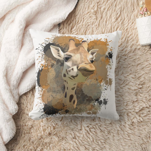 African Wildlife Giraffe Abstrakt Paint Spritzer Kissen (Decke)