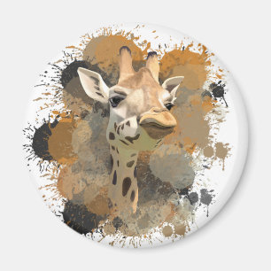 African Wildlife Giraffe Abstrakt Paint Spritzer Magnet