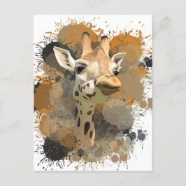 African Wildlife Giraffe Abstrakt Paint Spritzer Postkarte