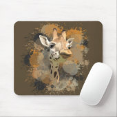 African Wildlife Giraffe Earth Tones Spritzer Mousepad (Mit Mouse)