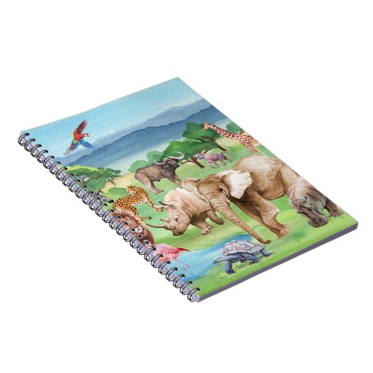 African Wildlife: Savannah Watercolor Wallpaper. Notizblock (Rechte Seite)